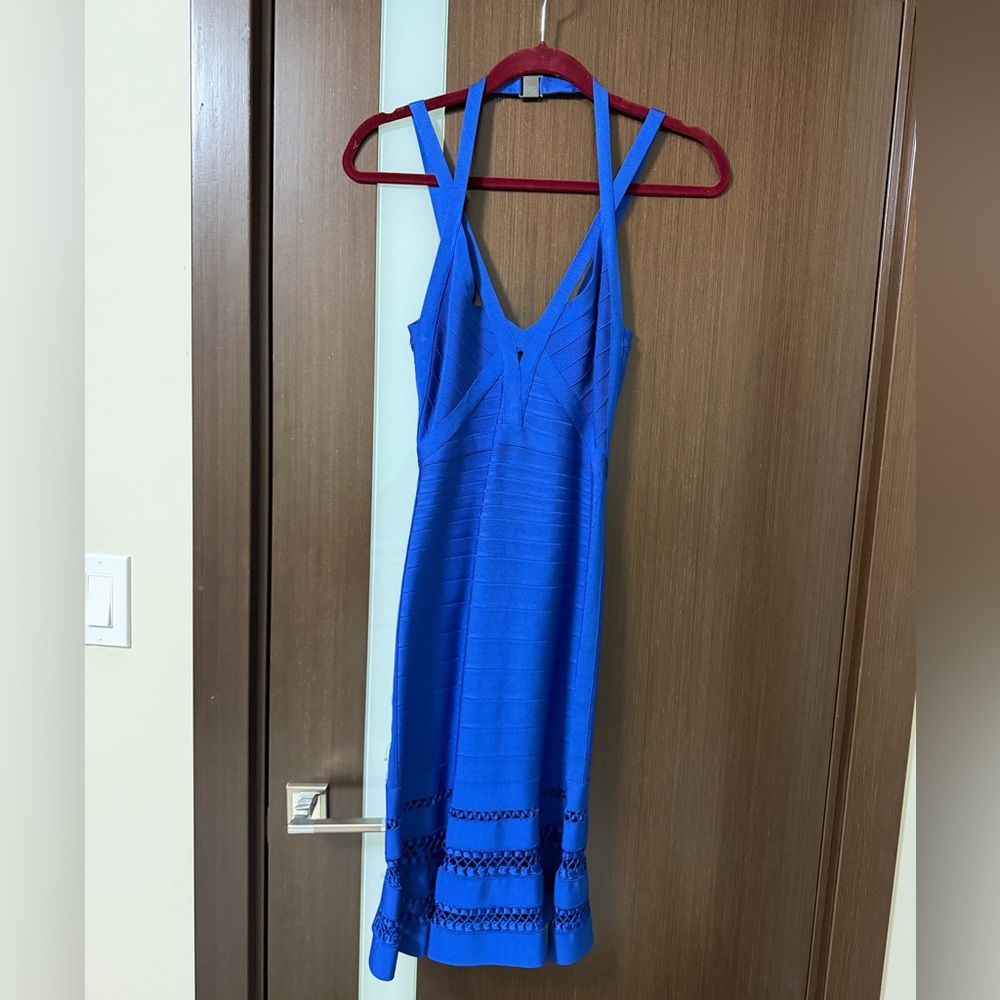 Herve Leger Vibrant Blue Bandage Dress